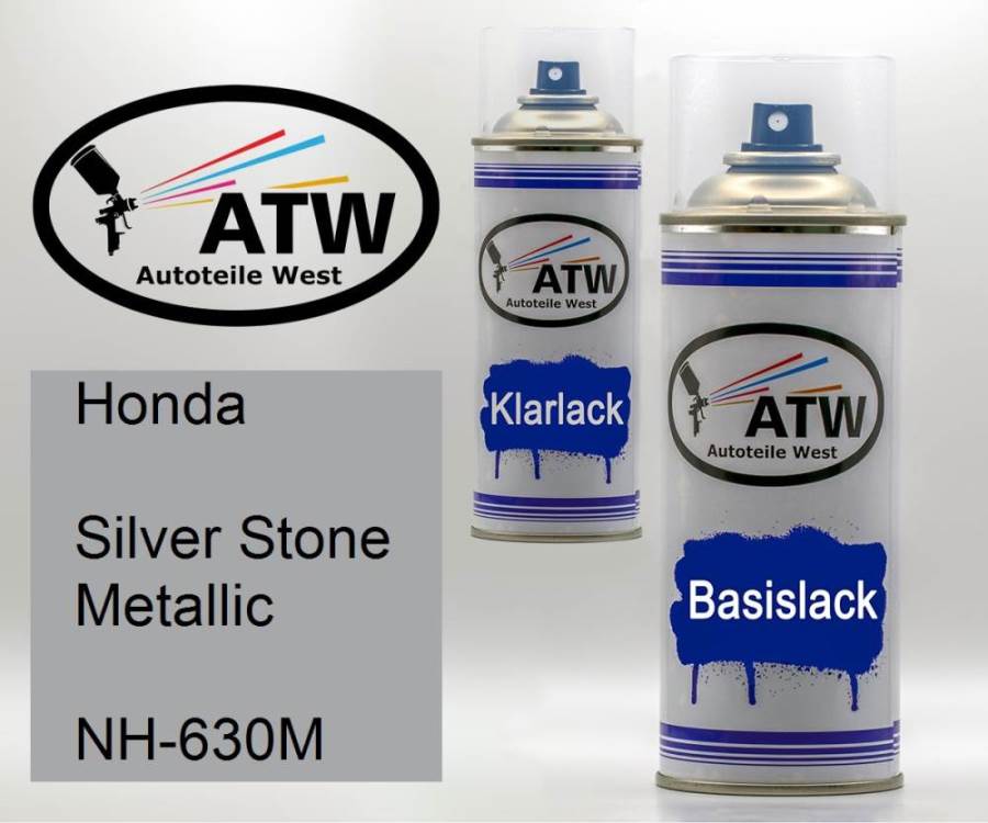 Honda, Silver Stone Metallic, NH-630M: 400ml Sprühdose + 400ml Klarlack - Set, von ATW Autoteile West.